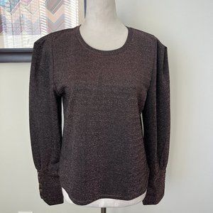 DKNY Metallic Dramatic Shoulder Top XL